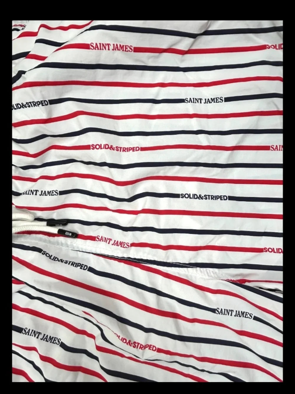 Saint James X Solid & Striped Swim Trunks Shorts Mens XL Red White Blue Lined